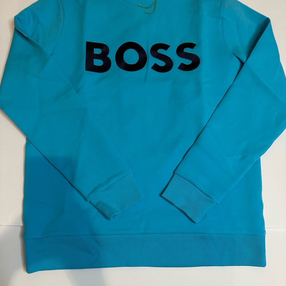 Boss Men's Bright Blue Crewneck Sweater